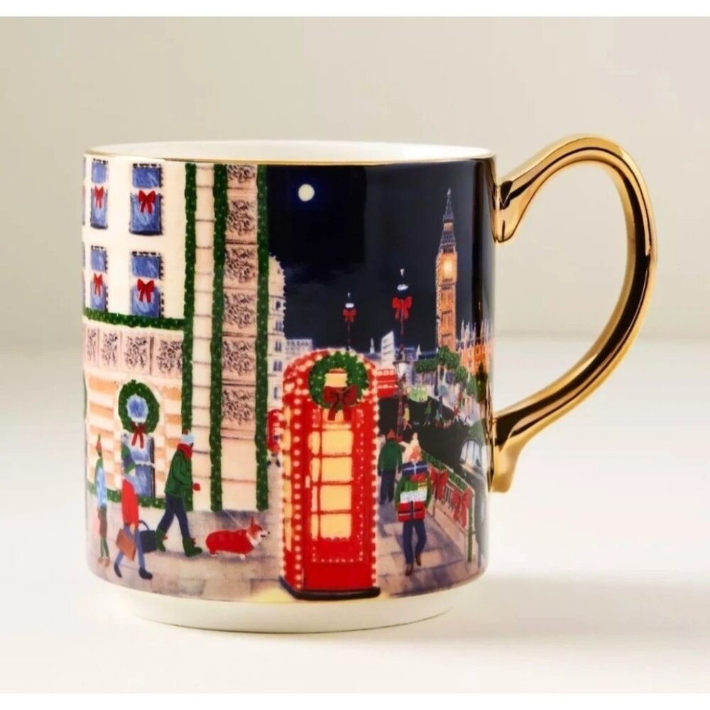 Anthropologie Holiday in the City Mug 2025 LONDON Stoneware New